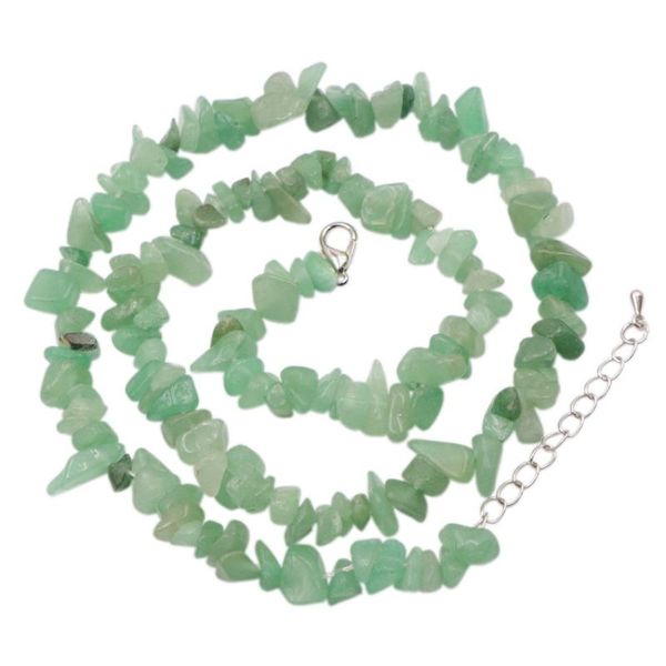

chokers handmade jewelry for women wedding african chips beads crystal bridal natural green aventurine stone chain gift accessories a927, Golden;silver