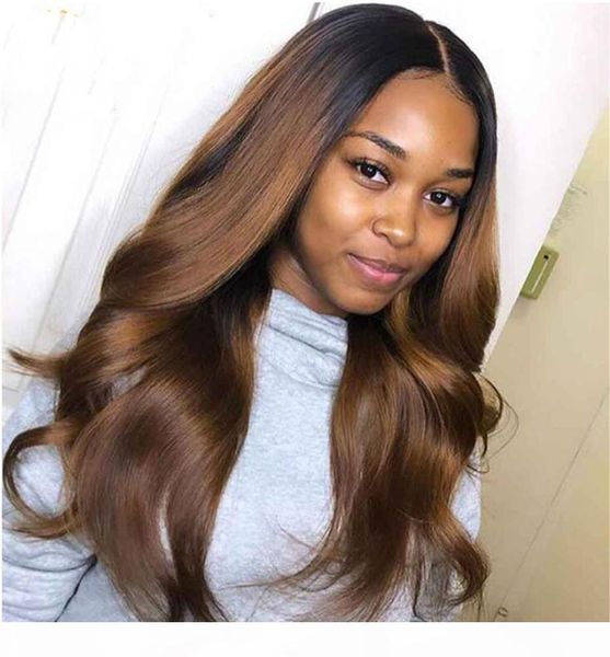 

paff 1b 30 ombre human hair lace front wig pre plucked with baby hair full lace human hair wigs for woman, Black;brown