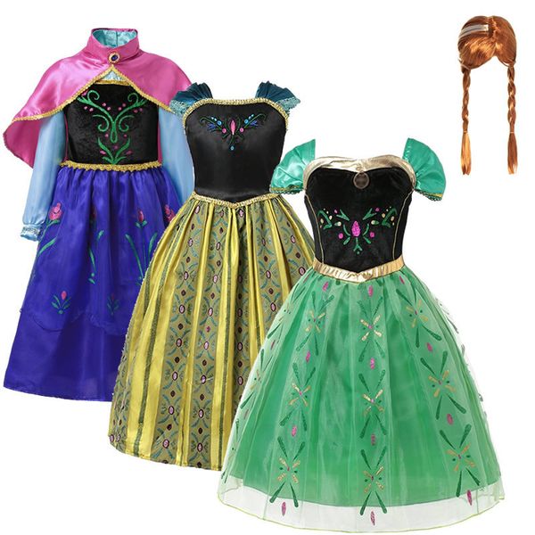 

anna dress for girl kids princess dress up frock children carnaval cosplay costumes teenager girl halloween party robe t200624, Red;yellow