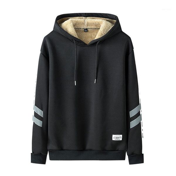 

men's thick and fleece warm hoodie sweatshirt fashion hooded men 2021 winter japan style hoodies warm jacket coat1, Black