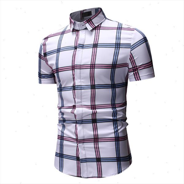 

2021 new fashion plaid casual mens shirt summer youth fashion urban trend large size short sleeve xxxl, White;black