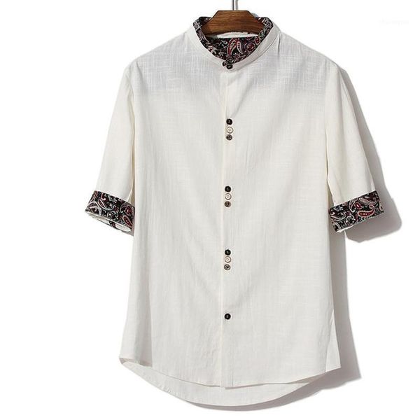 

summer white mens shirt cotton and linen fabric shirt men asian size s - 5xl black shirts1, White;black