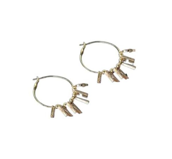 

fashion letter hoop diamond double earrings aretes orecchini for women party wedding lovers gift jewelry for bride with box, Golden;silver
