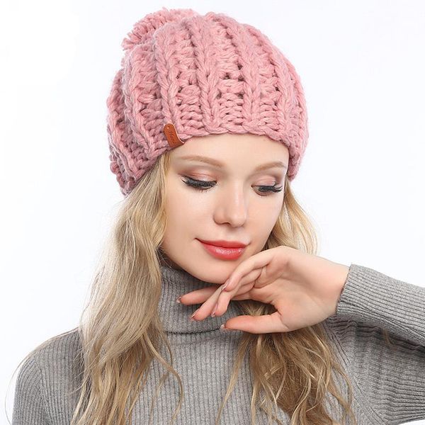 Cappello invernale Donna Moda All-Match Ladies Maglia Cappello a maglia Peluche Pom Pom Decorazione Outdoor Caldo Dolce Carino Grande Berretto Berretto