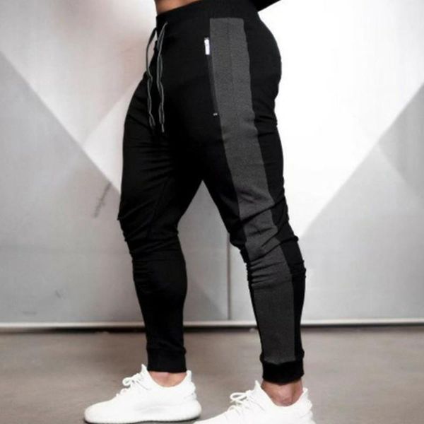 

running pants sports leisure trousers men's training color matching footwear basketball fitness clothing sportswear wear suit, Black;blue