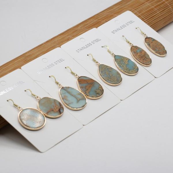 

natural stone earrings irregular ocean ore charms for elegant women love romantic gift, Silver