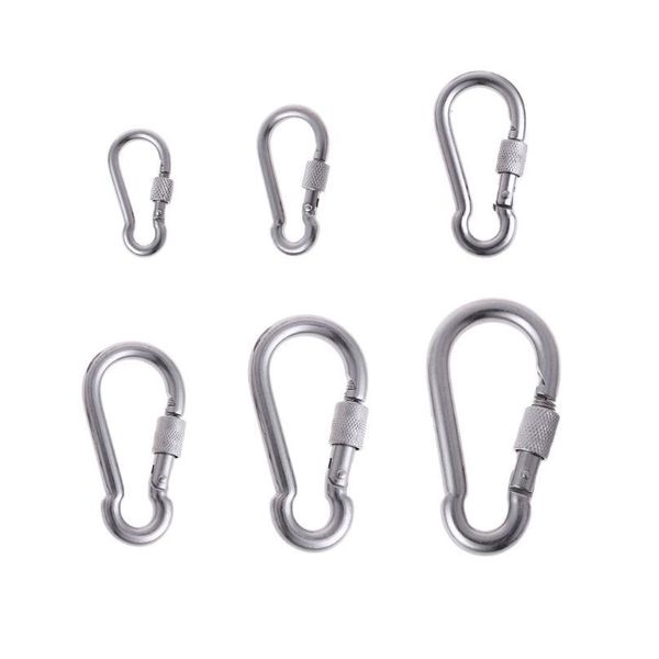 

stainless steel carabiner with screw lock snap hook safety buckle edc keychain stainle qylsdx