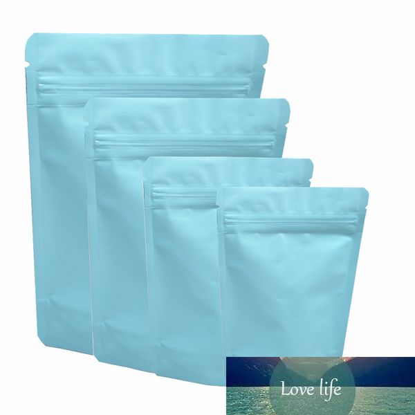 50Pcs/Lot Matte Blue Stand Up Packaging Bags Self Sealing Pure Aluminum Foil k Bags Snack Coffee Tea Storage Bags 4 Sizes