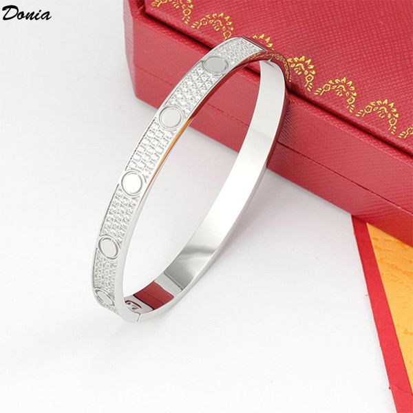 

donia jewelry luxury bangle buckle exaggerated nail pattern titanium steel micro-inlaid zircon european and american fashion designer gifts, Black