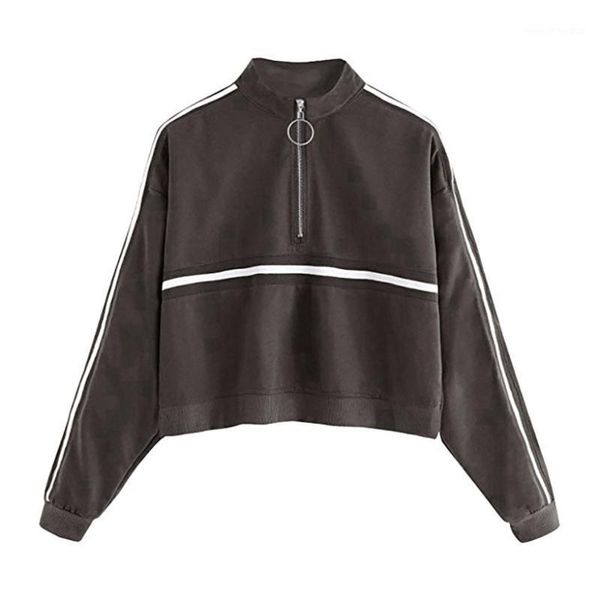 

women's hoodies & sweatshirts klv womens pullover zip fashion casual long sleeve sweatshirt wild solid color colorblock blouse1, Black