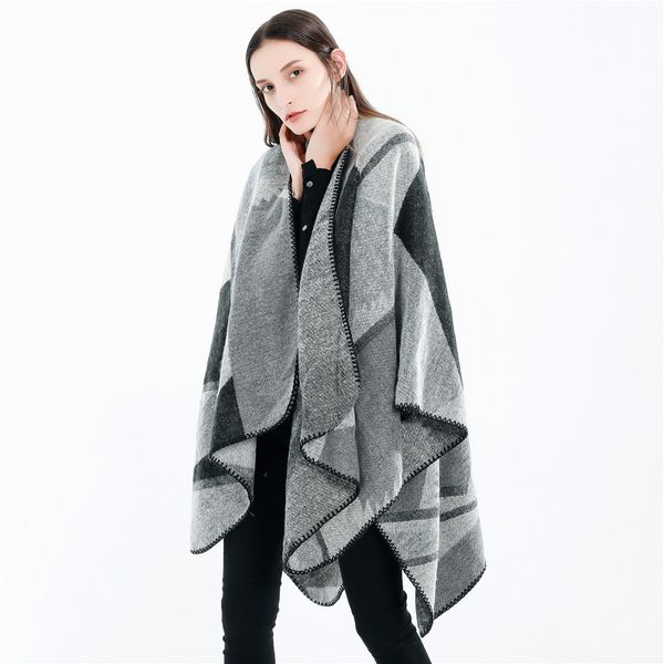 

2020 new fashion winter travel warm high end cashmere like scarf shawl, Blue;gray