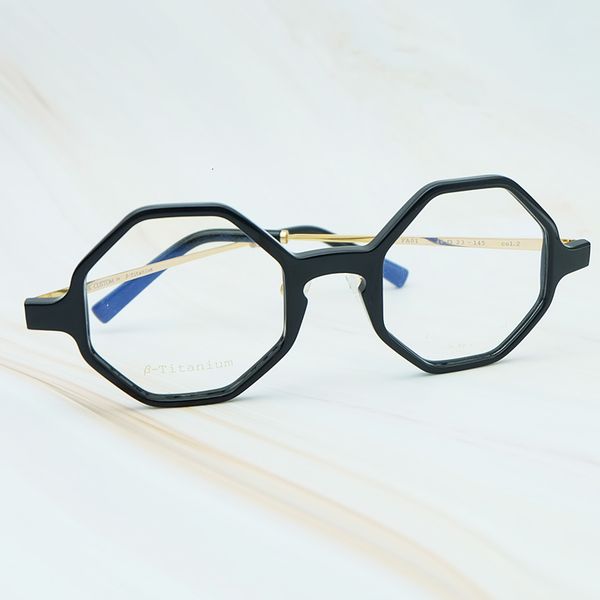 

2021 new titanium designer optical frames retro fashion cute irregular octagon vintage prescription spectacle frame zruq, Silver