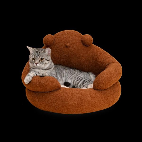 

cat beds & furniture hug bear pet nest small dog mats keep warm in winter kennel half package design