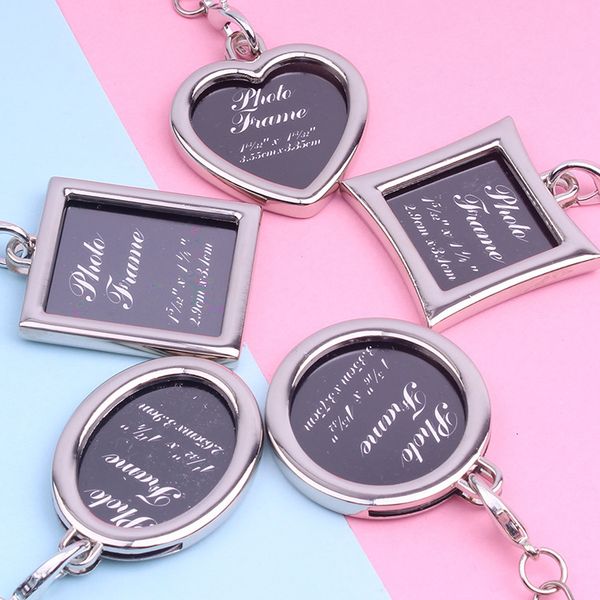 

round p oval frame heart keychain rhombus shape metal alloy car keychains couples keyring keyholder gift cyf4567-4, Silver