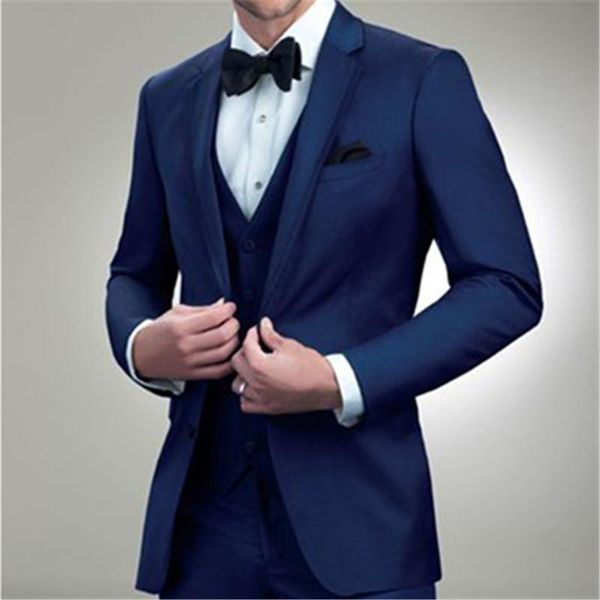 

royal blue men wedding suits 3 pieces(jacket+pants+vest+tie) groom slim fit tuxedo custom prom blazer latest designs 260, White;black