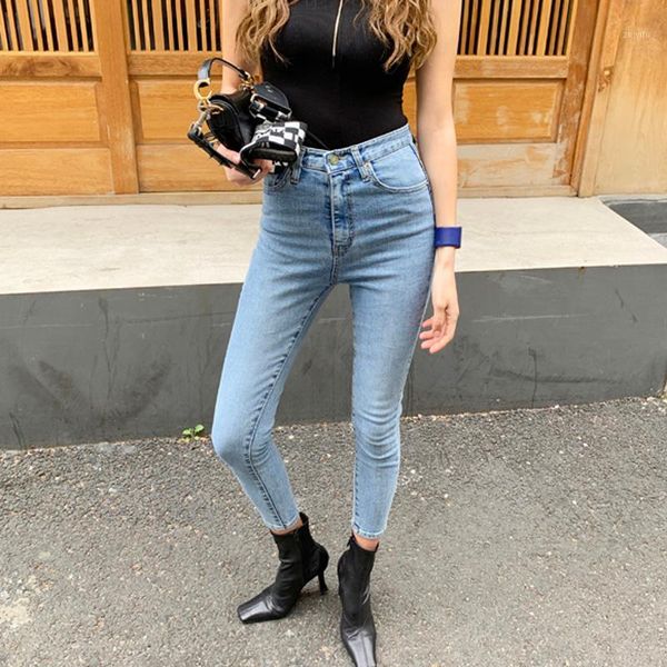 

all-match women denim jeans basic skinny fit high waist female stretchable pencil jeans 2019 chic women trousers1, Blue