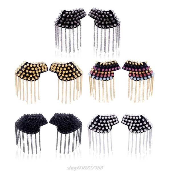 

tassel epaulet rhinestone shoulder board costume shoulder badge decor for man women n07 20 dropshipping, Gray