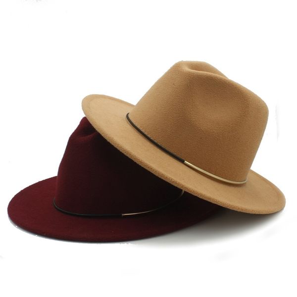 

fashion wool women outback fedora hat for winter autumn elegantlady floppy cloche wide brim jazz caps size 56-58cm k40 y200103, Blue;gray