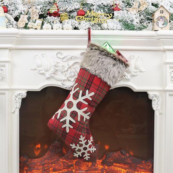 

christmas decorations stocking candy bag red snowflake tree decoration pendant wish for children gift year lucky socks1