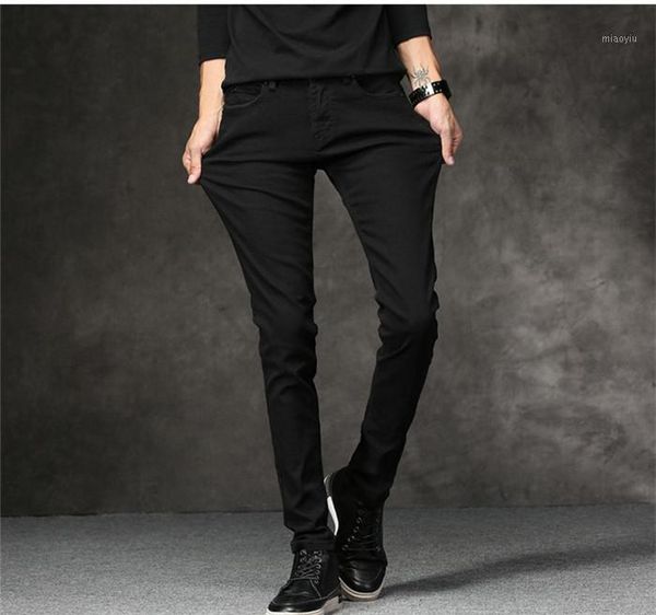 

2020 fashion men's casual stretch skinny jeans trousers tight pants solid colors jeans fashion slim male denim trousers1, Blue
