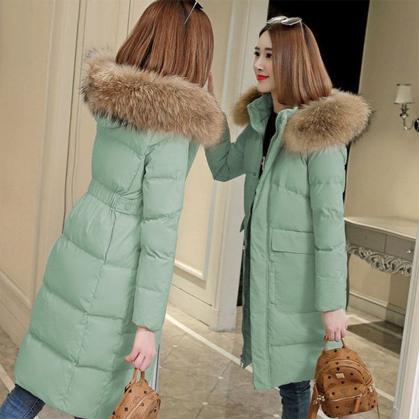 

3xl red women coat hat winter 2020 plus size jacket light duck down warm thick female outwear hooded long sleeve, Black