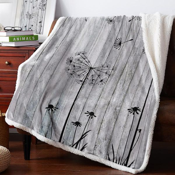 

dandelion flowers wood board throw blanket bedspread coverlet soft warm fleece blanket christmas decor blankets for beds