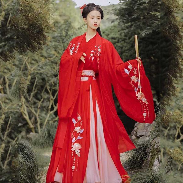 

chinese style hanfu red color fairy costume chinese traditional wedding dress cosplay festival folk dance hanfu clothes bl43771, Black;red