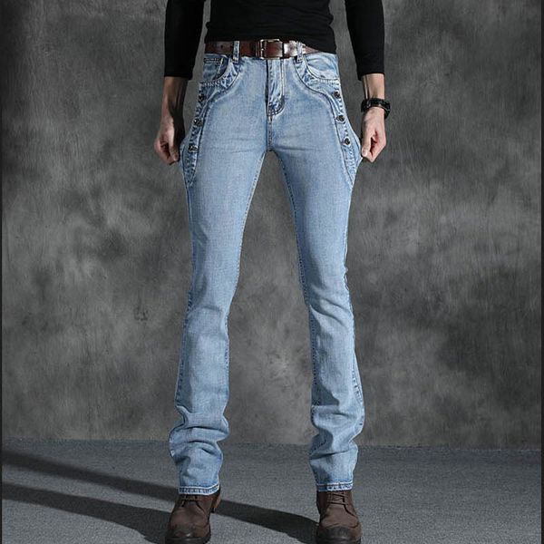 

male 2020 spring and autumn, microhorn brim pants korean version of thin blue denim slacks 2de6