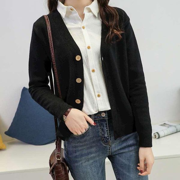 

new spring summe 2020 female knit cardigan sweater coat short female a little shawl knitted jacket solid color v-neck, White