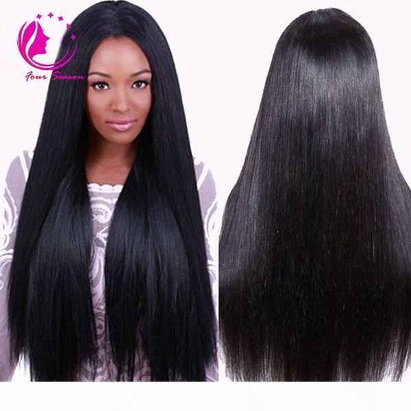 

130-180% density lace front human hair wigs peruvian virgin hair front lace wigs glueless straight full lace human hair wigs for black women, Black;brown