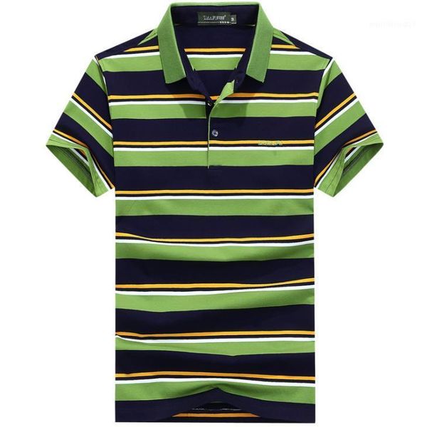 

men's t-shirts 2021 summer short-sleeved t-shirt striped lapel loose shirt casual fashion breathable slim mens shirt1, White;black