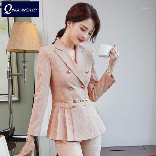 

women office wear blazer and pant or skirt set business ladies suit fashion slim jacket ky99661, White
