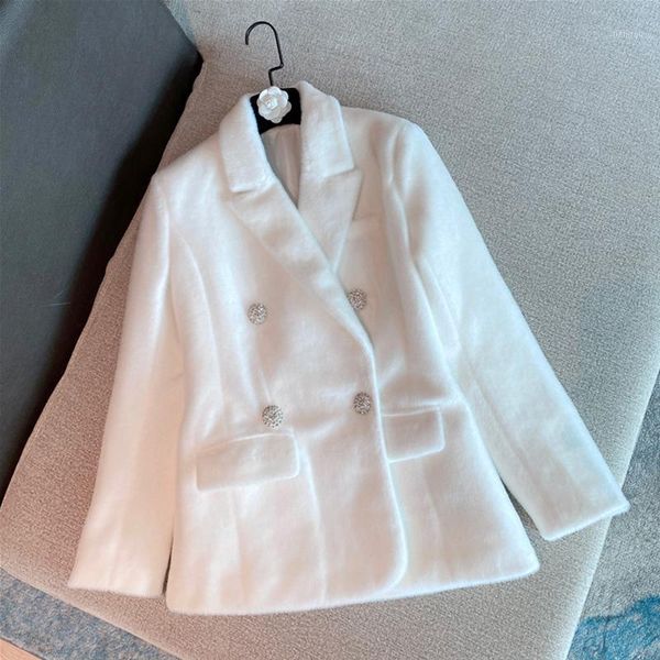 

new fashion 2020 designer jacket women's diamonds buttons wool blends blazer1, White;black