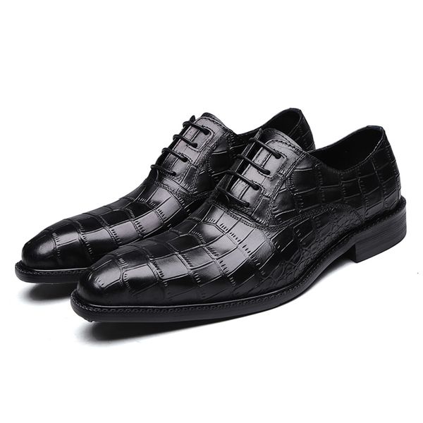 

genuine leather shoes, male oxford shoes with shoelaces for businessmen, marriages., Black