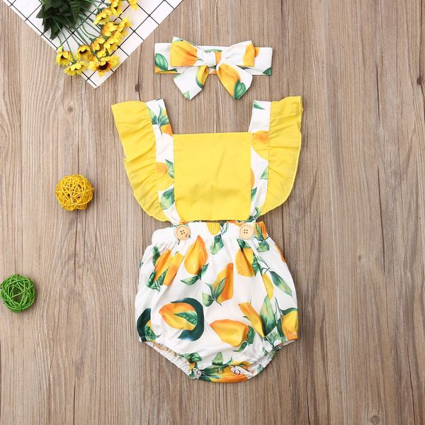 

pudcoco newborn baby girl clothes summer sleeveless ruffle print patchwork romper jumpsuit headband 2pcs outfits sunsuit 201028, Blue