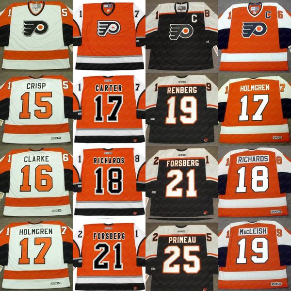 

15 terry crisp 1974 philadelphia flyers hockey jerseys bobby clarke jeff carter paul holmgren dale hawerchuk mikael renberg dave poulin, Black;red