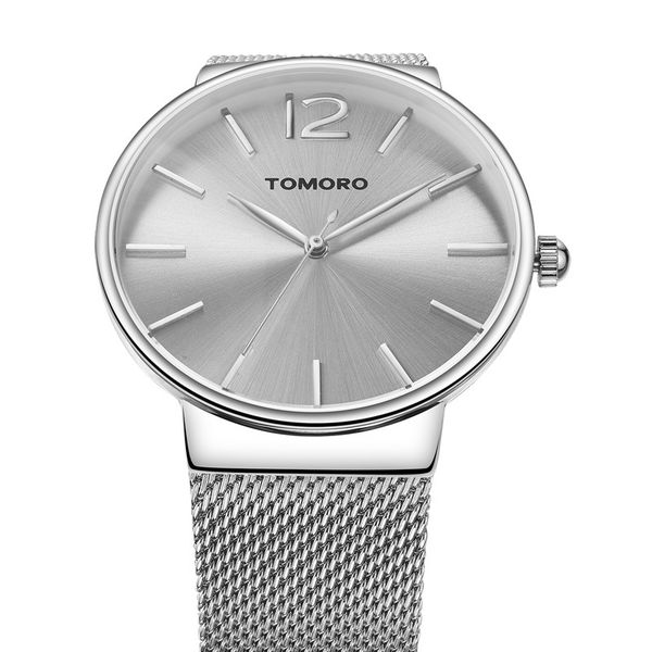 

tomoro women's metal retro casual minimalist mesh strap quartz analog wrist watch 0816we, Slivery;brown