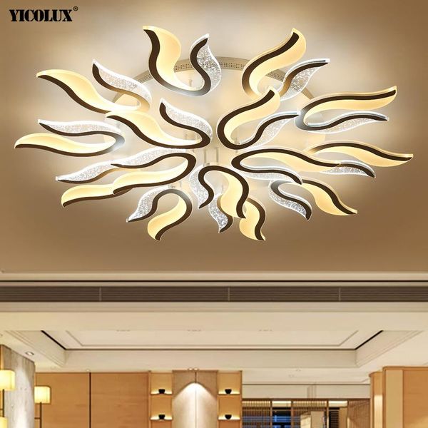 

modern acrylic led chandelier lights living dining room bedroom lighting remote control iron body lamp decorative home ac90-260v