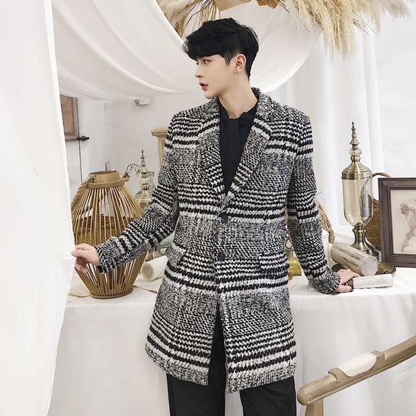 

2021 winter designer new long kilduggar vintage art drapery popular male wool coat. sqvp, Black