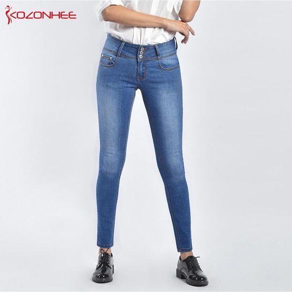 

fashion new stretch jeans women mid wais elasticity leggings jeggings skinny pencil women jeans #671, Blue