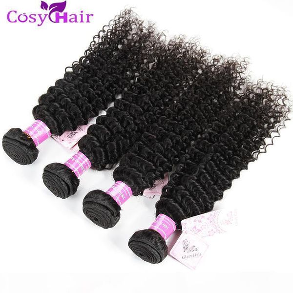 

mongolian kinky curly virgin human hair weave 4 bundles unprocessed 8a jerry curl remy hair extensions natural color dyeable double weft, Black
