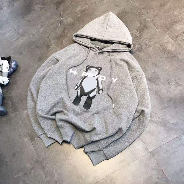 

fall 20 winter men's and women's new down hooded korean bear cute casual plush couple's same sweater, Black