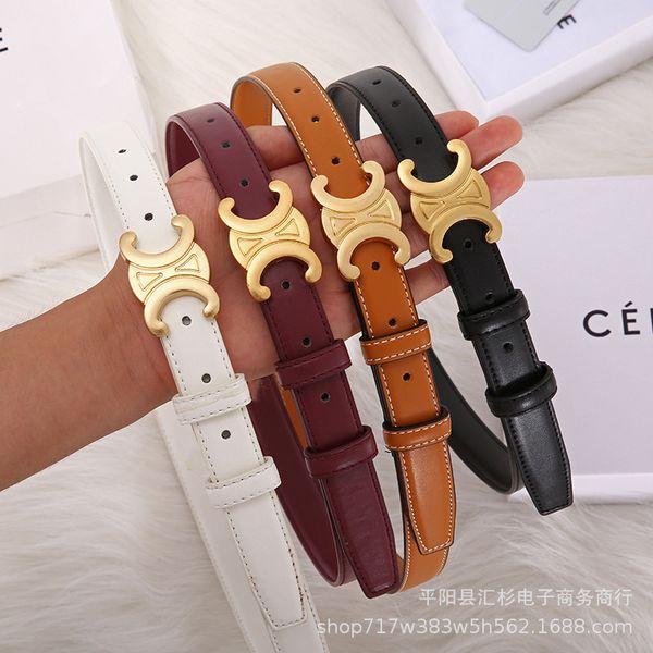 

new double-c arc de triomphe belt women's leather 2.5 thin, Black;brown