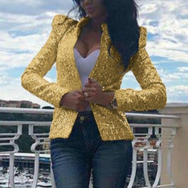 

fashion sequins jackets glitter night club long sleeve women coat slim gold sliver shining autumn jackets outerwear female gv9281, Black;brown