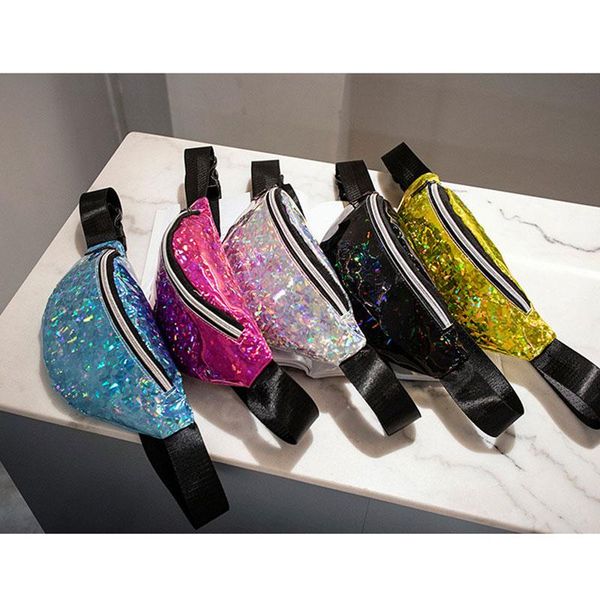 

waist bags sequins holographic fanny pack feminina women's laser chest bag women belt bum 2021