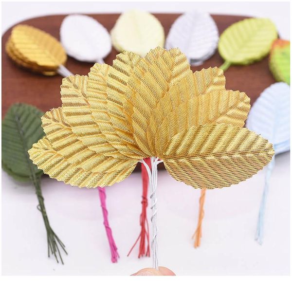 

40pcs mini nylon silk leaf-shaped leaves artificial flower accessories wedding decoration diy wreath gift scrapbooki jllkae