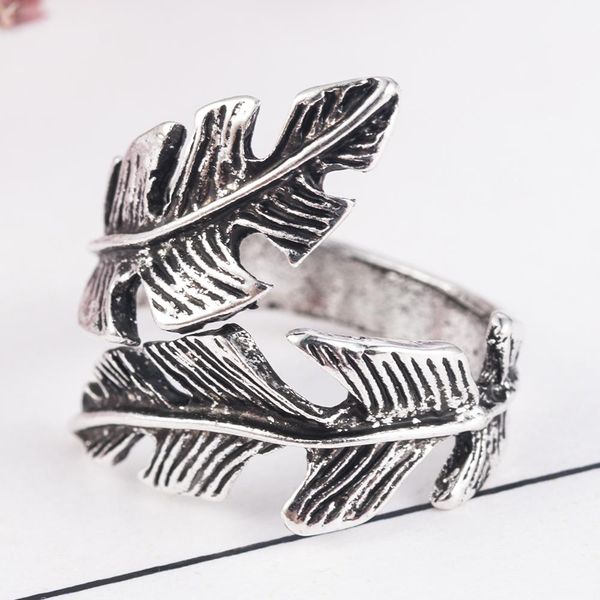 

fashion women men stainless steel feather shape ring lover rings jewelry gift wmtxft, Silver
