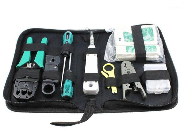 

fiber optic equipment network cable repair maintenance tool kit set 11 in 1 portable phone crimper 8p8c 4p4c 6p6c connectors rj45 rj11 cat5