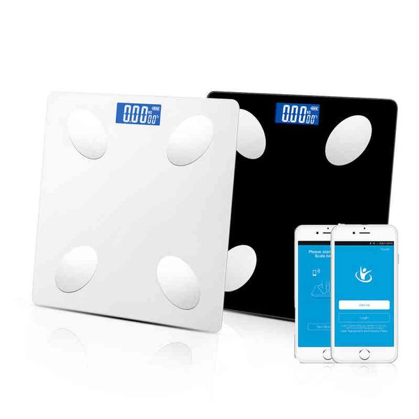 Nova escala de gordura Bathroom Inteligente Eletrônico Composição IMC Preciso Telefone Móvel Bluetooth Analisador LED de alta definição de Digitas H1229