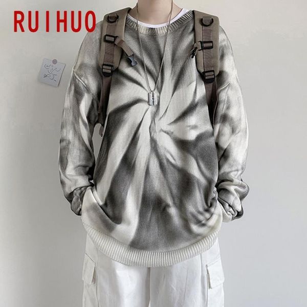 

men's sweaters ruihuo vintage sweater men clothing 2021 fashion harajuku pullover winter clothes -3xl, White;black